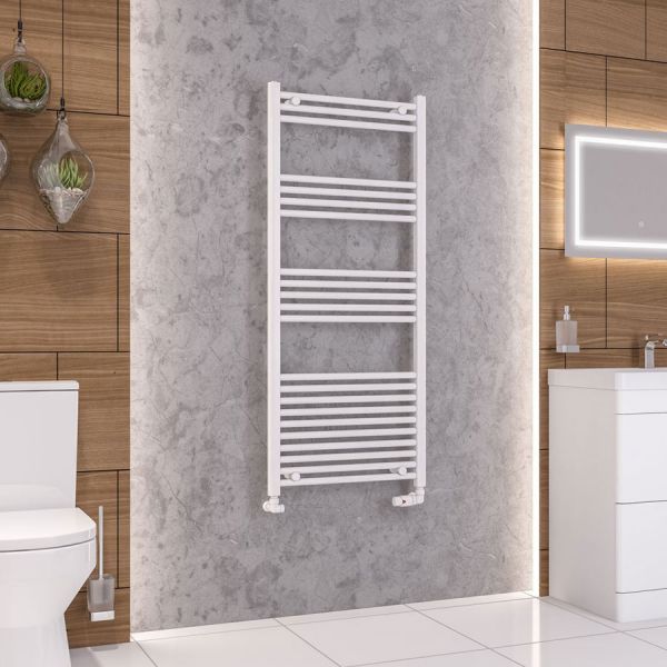 Eastbrook Wendover 1400 x 600 Straight Gloss White Towel Rail #2