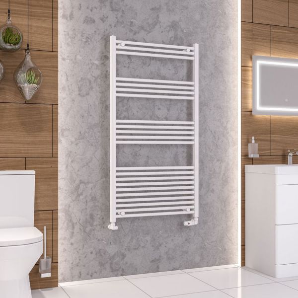 Eastbrook Wendover 1400 x 750 Straight Gloss White Towel Rail #2