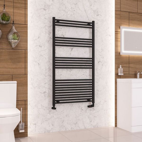 Eastbrook Wendover 1400 x 750 Straight Matt Black Towel Rail #2