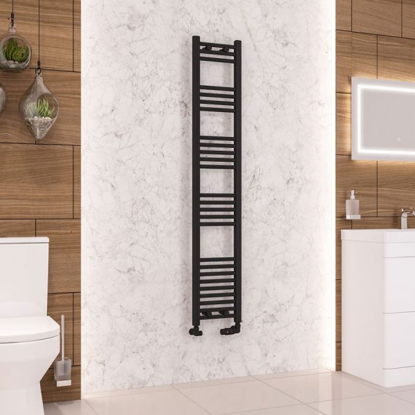 Eastbrook Wendover 1600 x 300 Straight Matt Black Towel Rail #2