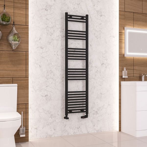Eastbrook Wendover 1600 x 400 Straight Matt Black Towel Rail #2