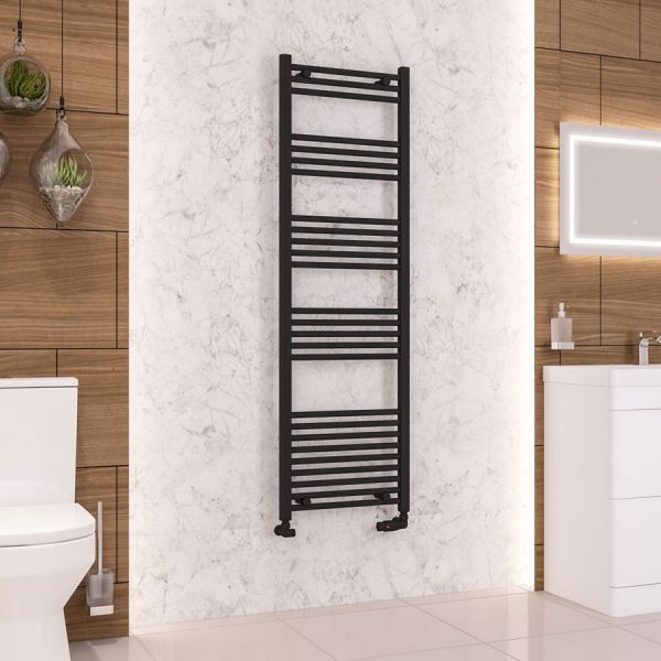 Eastbrook Wendover 1600 x 500 Straight Matt Black Towel Rail #2