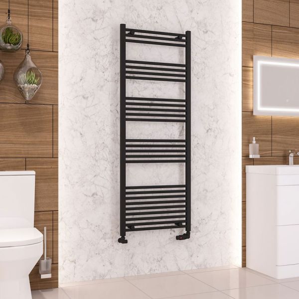 Eastbrook Wendover 1600 x 600 Straight Matt Black Towel Rail #2