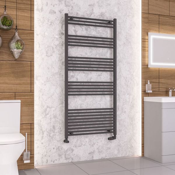Eastbrook Wendover 1600 x 750 Straight Matt Anthracite Towel Rail #2
