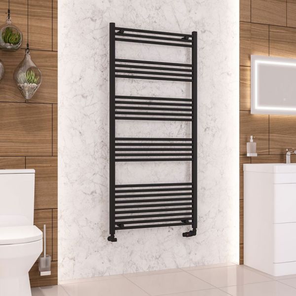 Eastbrook Wendover 1600 x 750 Straight Matt Black Towel Rail #2