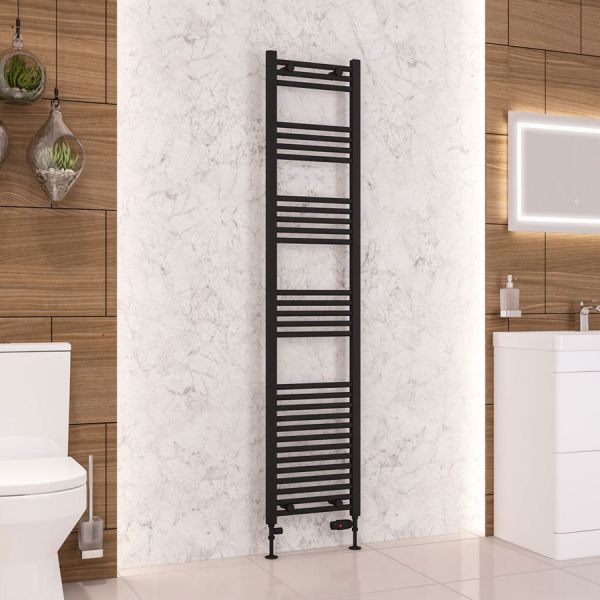 Eastbrook Wendover 1800 x 400 Straight Matt Black Towel Rail #2