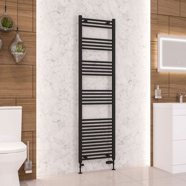 Eastbrook Wendover 1800 x 500 Straight Matt Black Towel Rail #2