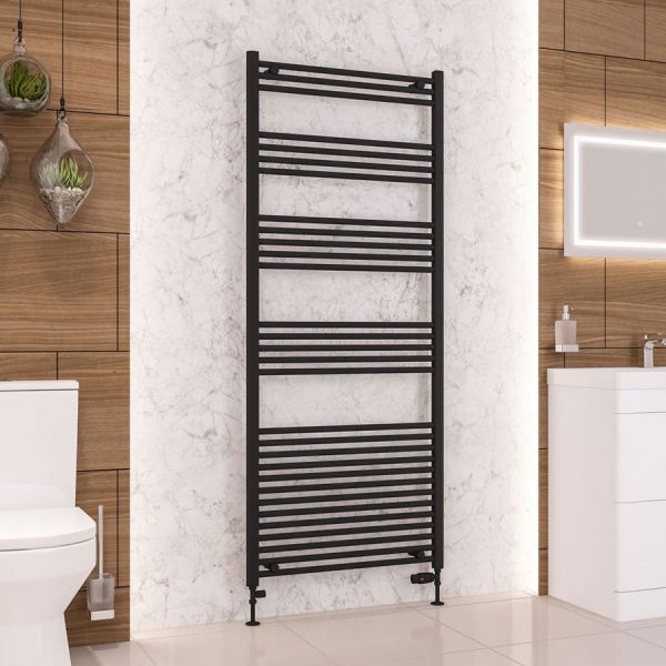 Eastbrook Wendover 1800 x 750 Straight Matt Black Towel Rail #2
