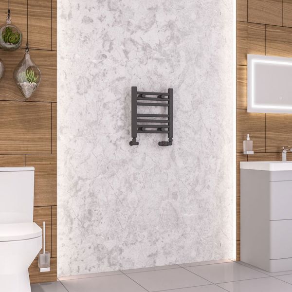 Eastbrook Wendover 360 x 400 Horizontal Straight Matt Anthracite Towel Rail #2