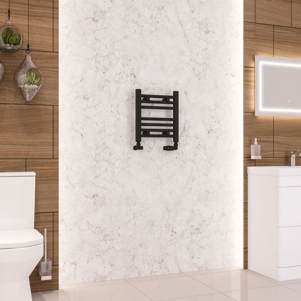 Eastbrook Wendover 360 x 400 Horizontal Straight Matt Black Towel Rail #2