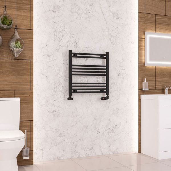 Eastbrook Wendover 600 x 600 Straight Matt Black Towel Rail #2