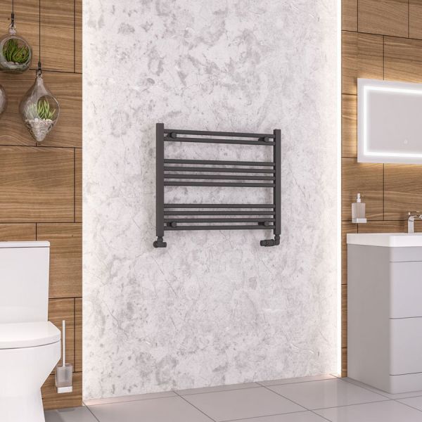 Eastbrook Wendover 600 x 750 Horizontal Straight Matt Anthracite Towel Rail #2