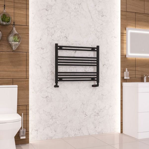 Eastbrook Wendover 600 x 750 Horizontal Straight Matt Black Towel Rail #2