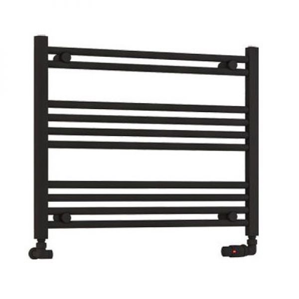 Eastbrook Wendover 600 x 750 Horizontal Straight Matt Black Towel Rail