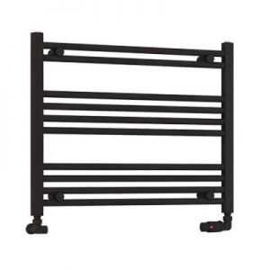 Eastbrook Wendover 600 x 750 Horizontal Straight Matt Black Towel Rail