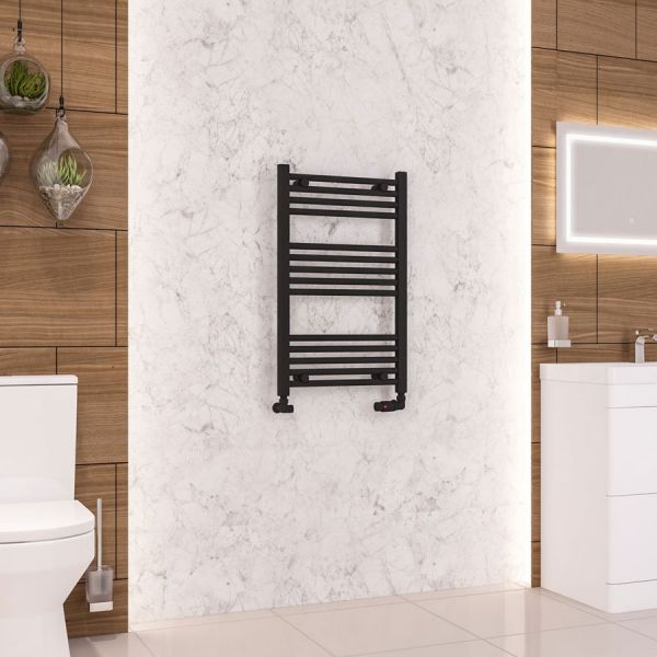 Eastbrook Wendover 800 x 500 Straight Matt Black Towel Rail #2