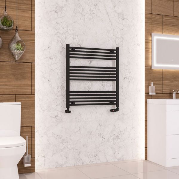 Eastbrook Wendover 800 x 750 Straight Matt Black Towel Rail #2