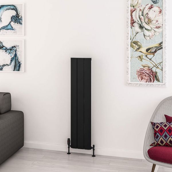 Eastbrook Withington 1200 x 280 Matt Black Aluminium Designer Radiator #2