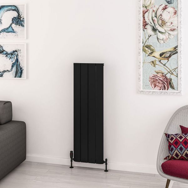 Eastbrook Withington 1200 x 375 Matt Black Aluminium Designer Radiator #2