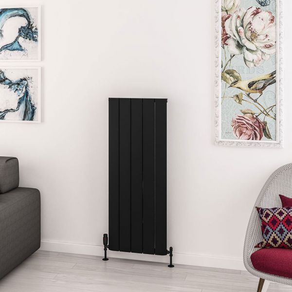 Eastbrook Withington 1200 x 470 Matt Black Aluminium Designer Radiator #2