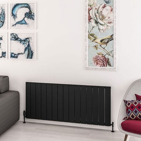 Eastbrook Withington 600 x 1420 Matt Black Aluminium Designer Radiator #2