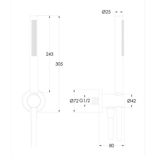 JTP Inox Stainless Steel Shower Kit with Wall Outlet, Handset and Hose #2