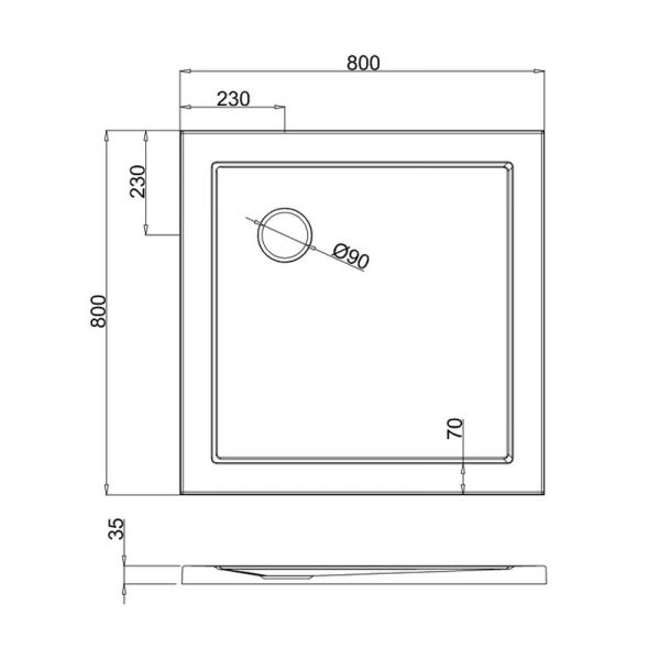 Britton Zamori 800 x 800 Square Shower Tray Z1160 #2