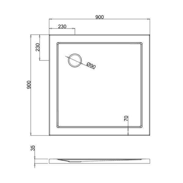 Britton Zamori 900 x 900 Square Shower Tray Z1161 #2