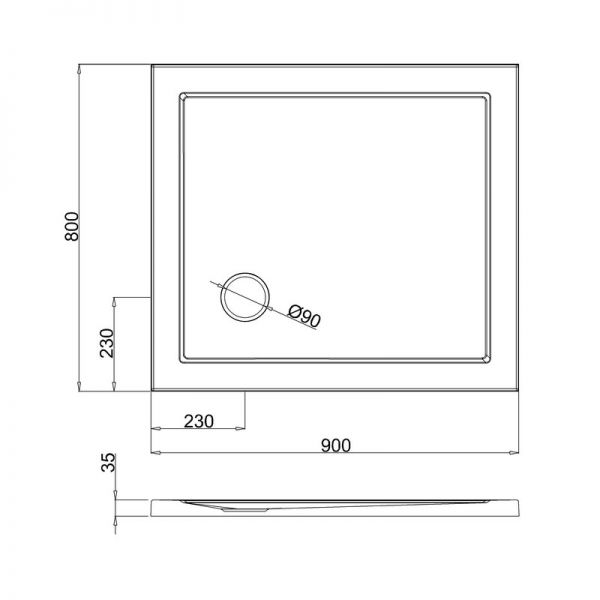 Britton Zamori 900 x 800 Rectangular Shower Tray Z1164 #2