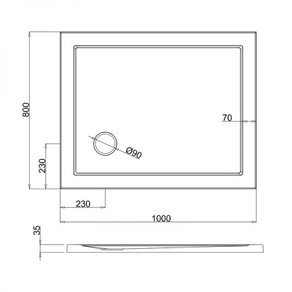 Britton Zamori 1000 x 800 Rectangular Shower Tray Z1167 #2