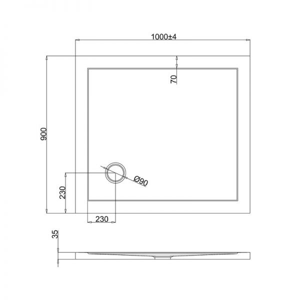 Britton Zamori 1000 x 900 Rectangular Shower Tray Z1168 #2