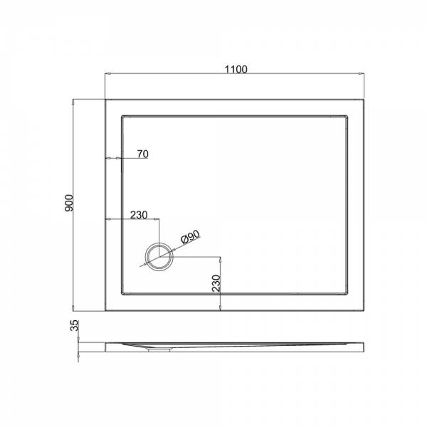 Britton Zamori 1100 x 900 Rectangular Shower Tray Z1172 #2