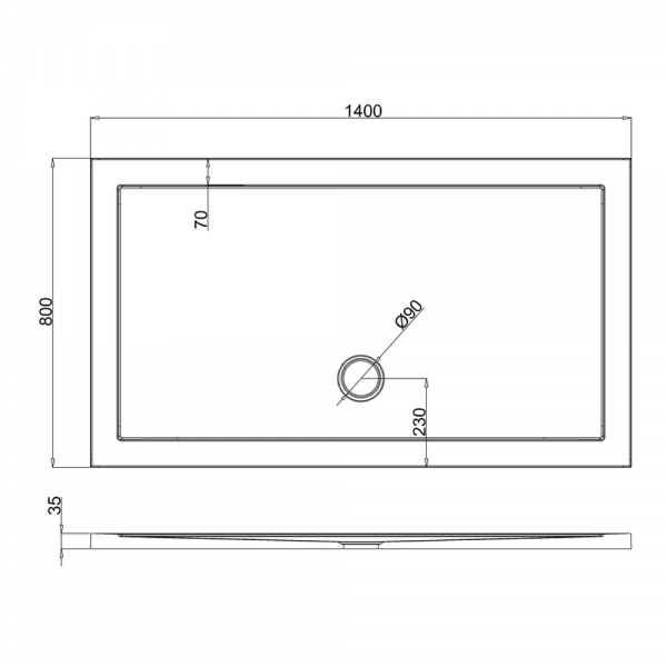 Britton Zamori 1400 x 800 Rectangular Anti Slip Shower Tray Z1177A #2
