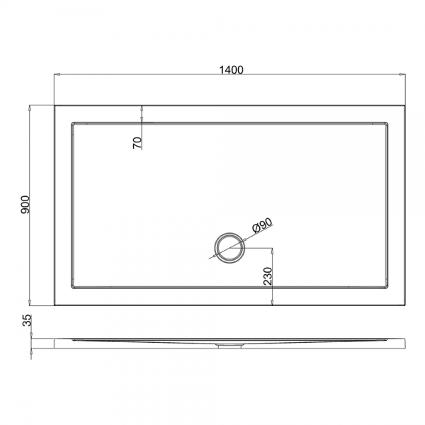 Britton Zamori 1400 x 900 Rectangular Anti Slip Shower Tray Z1178A #2