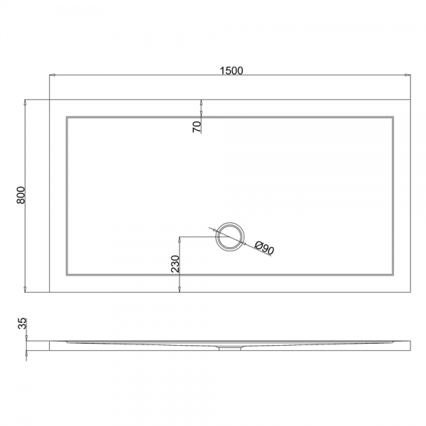 Britton Zamori 1500 x 800 Rectangular Anti Slip Shower Tray Z1181A #2