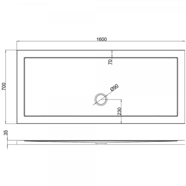 Britton Zamori 1600 x 700 Rectangular Anti Slip Shower Tray Z1182A #2