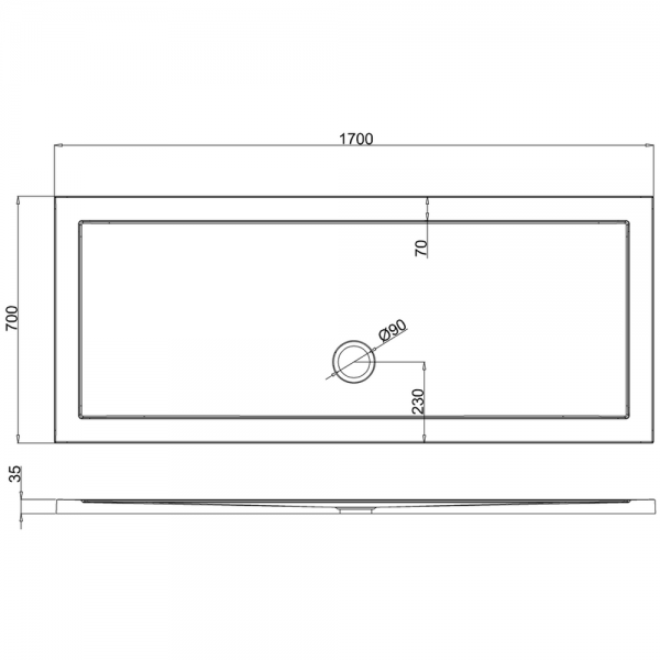 Britton Zamori 1700 x 700 Rectangular Shower Tray Z1183 #2