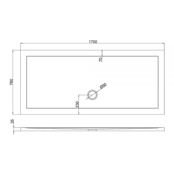 Britton Zamori 1700 x 760 Rectangular Anti Slip Shower Tray Z1184A #2