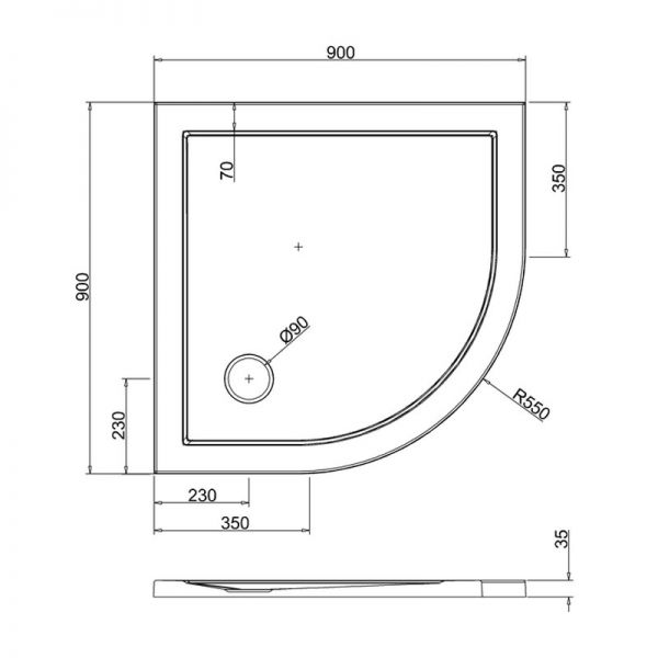 Britton Zamori 900 x 900 Quadrant Shower Tray Z1193 #2