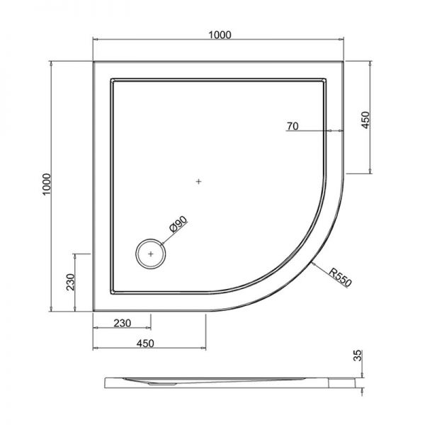 Britton Zamori 1000 x 1000 Quadrant Shower Tray Z1194 #2