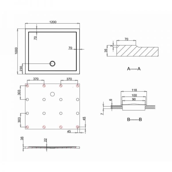 Britton Zamori 1200 x 1000 Rectangular Shower Tray Z1230 #2