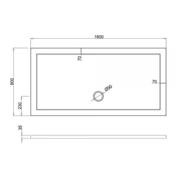 Britton Zamori 1600 x 800 Rectangular Anti Slip Shower Tray Z1231A #2