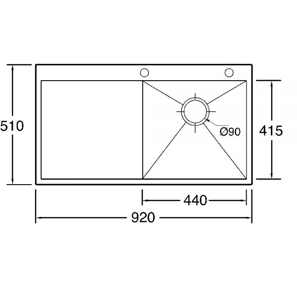 Clearwater Zenith 1 Bowl Inset Stainless Steel Kitchen Sink with Left Hand Drainer 920 x 510 #2