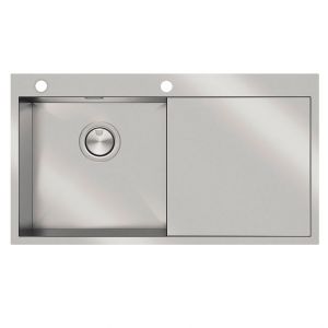 Clearwater Zenith 1 Bowl Inset Stainless Steel Kitchen Sink with Right Hand Drainer 920 x 510