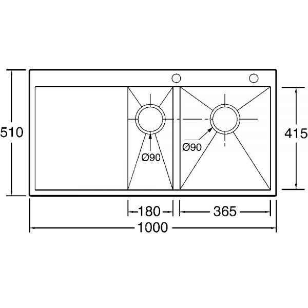 Clearwater Zenith 1.5 Bowl Inset Stainless Steel Kitchen Sink with Left Hand Drainer 1000 x 510 #2