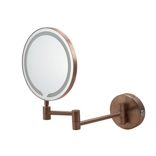 JTP Zoom Brushed Bronze Round LED Cosmetic Mirror