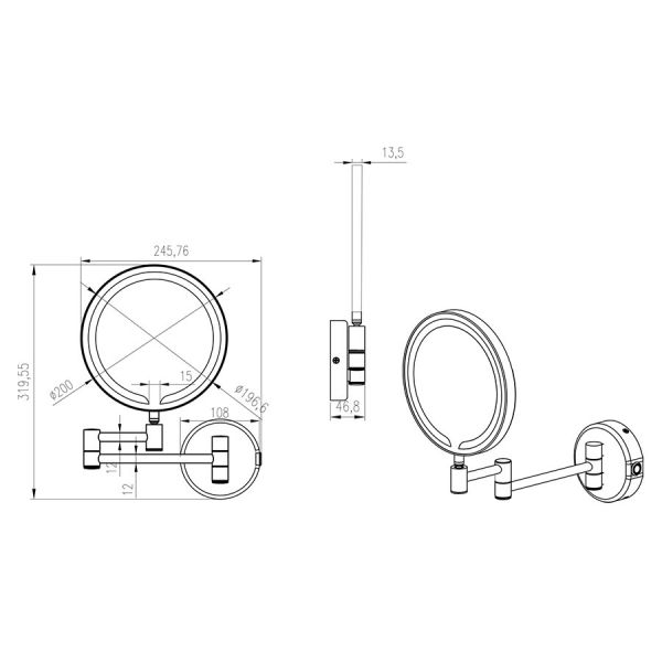 JTP Zoom Brushed Brass Round LED Cosmetic Mirror #3