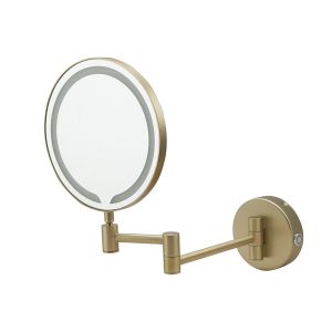 JTP Zoom Brushed Brass Round LED Cosmetic Mirror