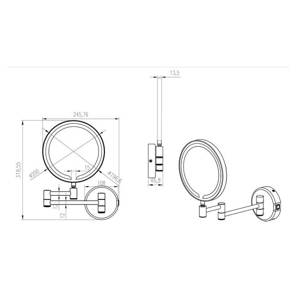 JTP Zoom Matt Black Round LED Cosmetic Mirror #2