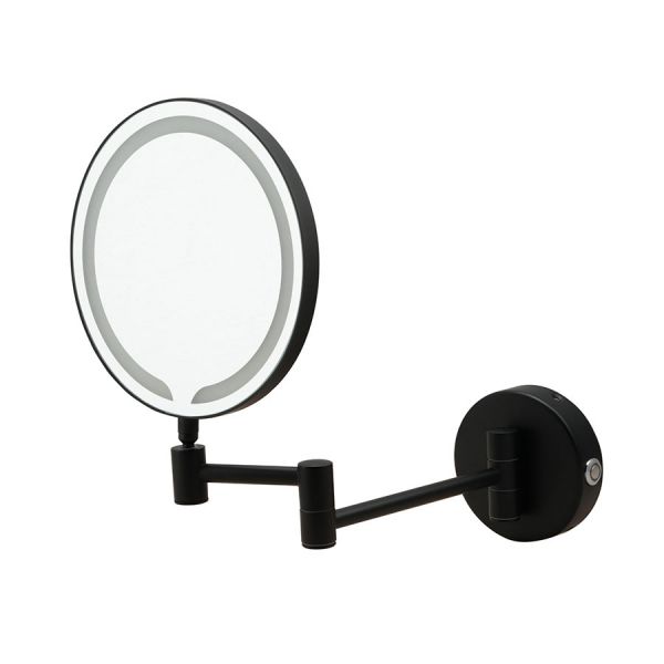 JTP Zoom Matt Black Round LED Cosmetic Mirror